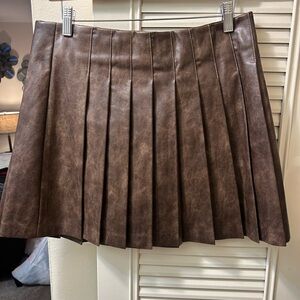 Vici Chocolate Brown Pleated Mini Skirt